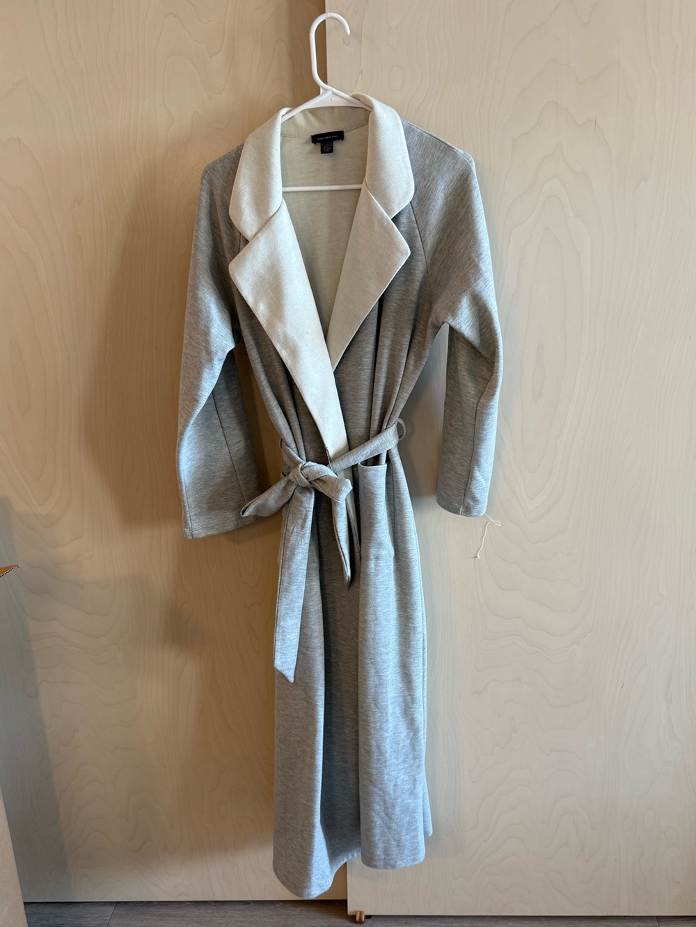 Light Gray Long Robe with Waist Tie